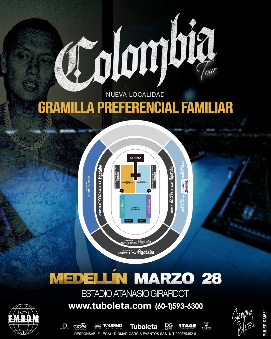 BLESSD | EL MEJOR HOMBRE DEL MUNDO TOUR - MEDELLÍN - Venue Map [migrated:https://tuboleta.com/sites/default/files/styles/image_item_1550/public/2026-02/BLESSD%20COL%20POST%2010.jpg.webp?itok=zqKQDkNs]
