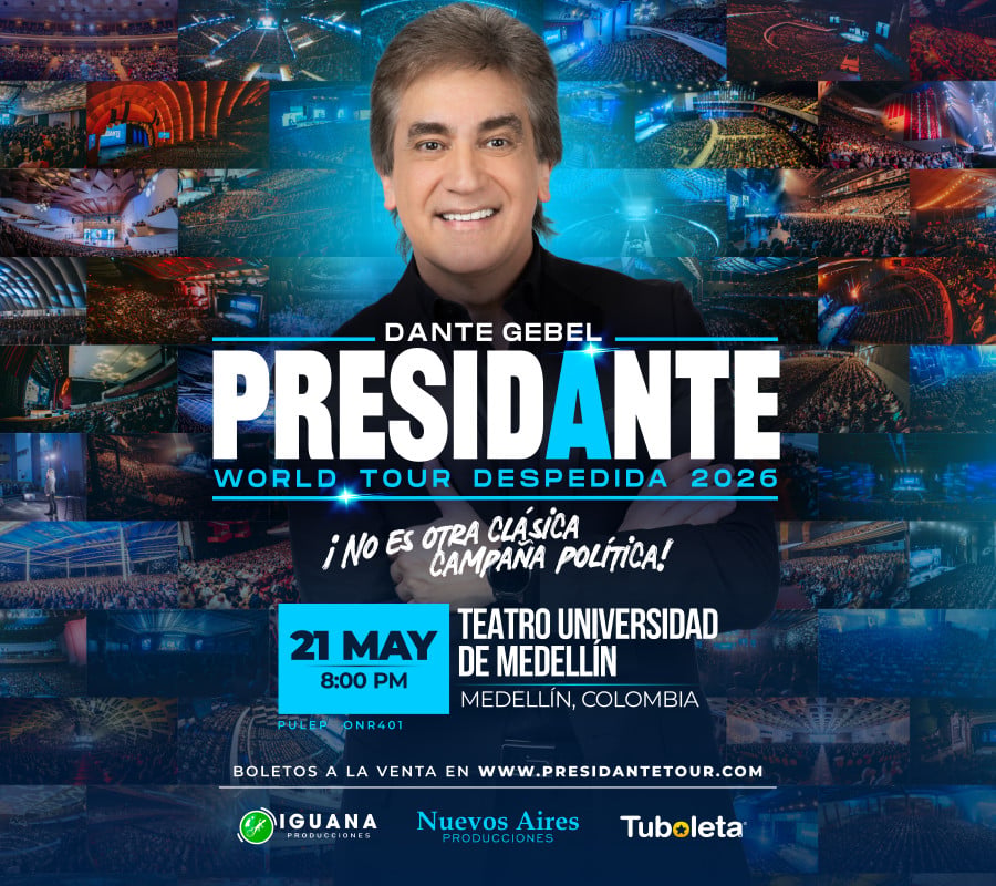 DANTE GEBEL PRESIDANTE 2026 |  WORLD TOUR DESPEDIDA - MEDELLÍN - Cover [migrated:https://tuboleta.com/sites/default/files/2025-12/CO-Medellin---900x800-ImagenDeLosEventos.jpg]
