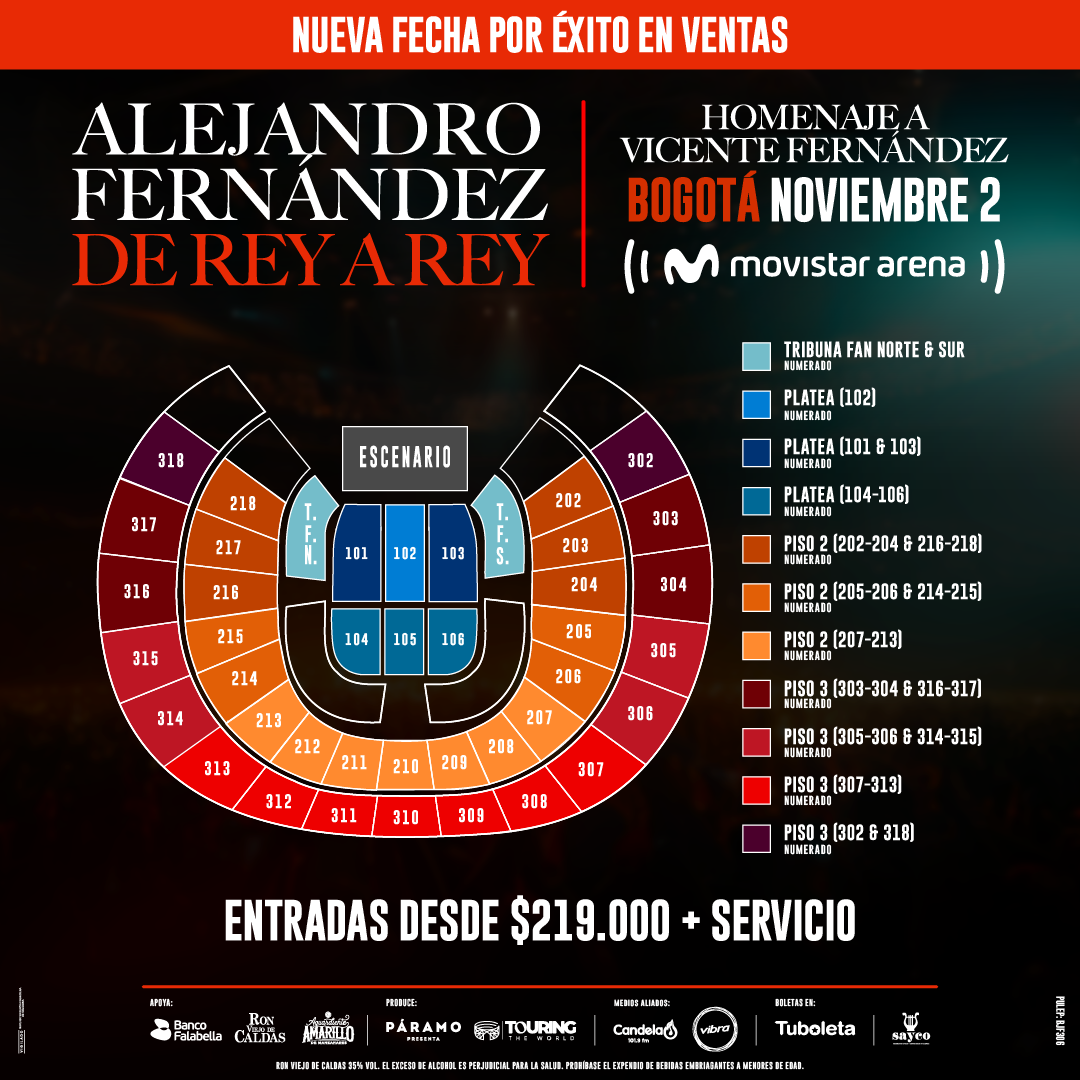 ALEJANDRO FERNÁNDEZ | DE REY A REY - SEGUNDA FECHA - Venue Map [migrated:https://www.tuboleta.com/sites/default/files/2025-06/MAPA_BOG2_CUADRADA.png]