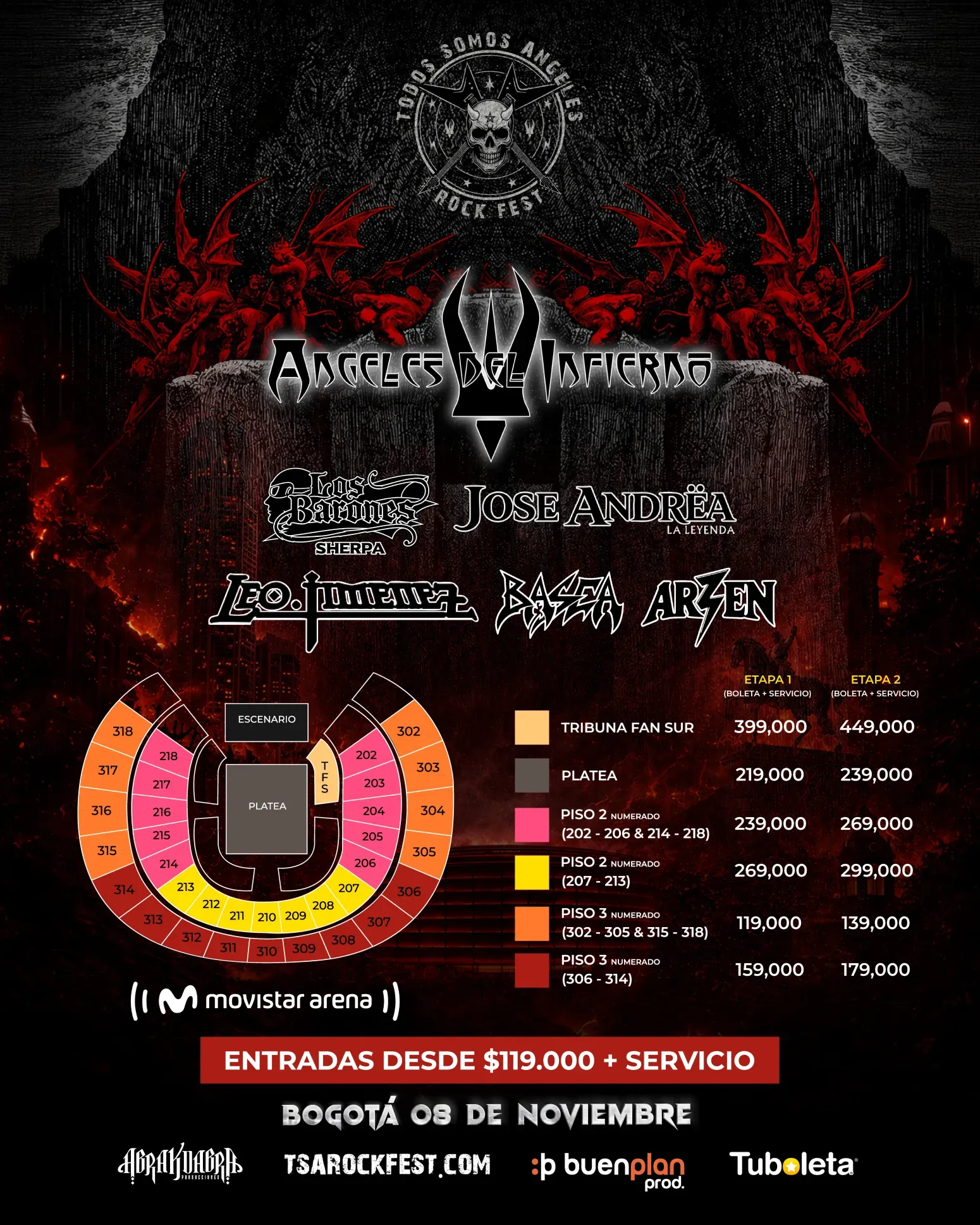 TODOS SOMOS ANGELES ROCK FEST map