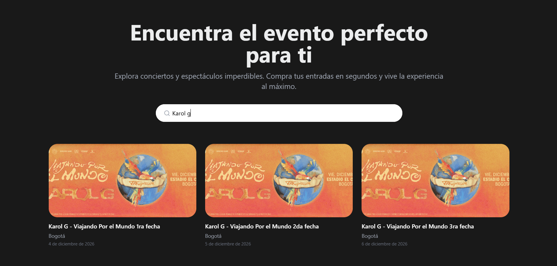 Buscar evento enntra