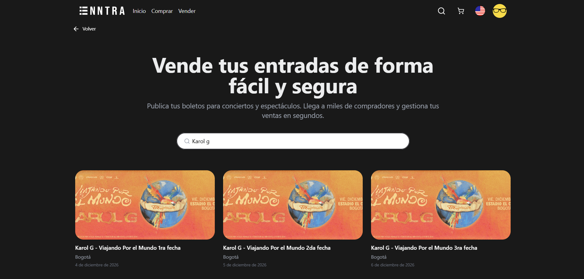 Buscar evento vender enntra